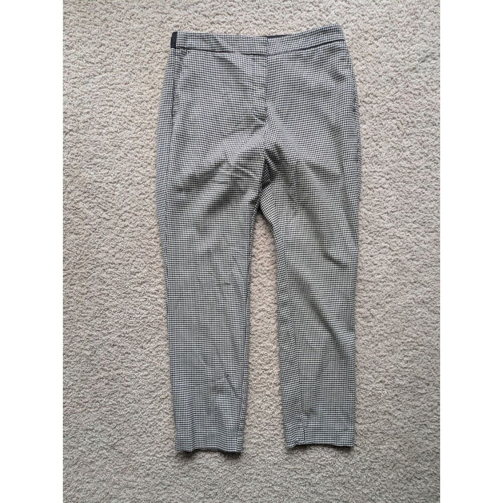 Zara Black and White Straight Leg Houndstooth Print Ankle Length Pants Sz L